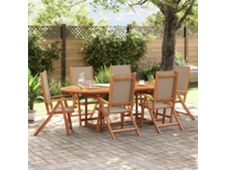 Juego de comedor de jardín de 7 piezas en acacia maciza y textilene, Dkd Home Decor