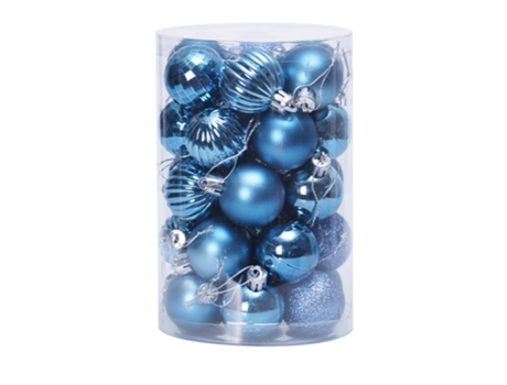 34 piezas de adornos de bolas de Navidad inastillables de 4 cm para la decoración del árbol de Navidad, azul hielo
