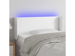 Cabecero Con Led Cuero Sintético Blanco 93x16x78/88 Cm