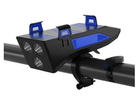 Luces de bicicleta Faro de bicicleta Recargable por USB con accesorios de bocina Soporte para teléfono móvil Prov-Luz de bicicleta azul ENZONS