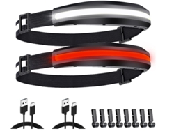 Linterna Frontal 2 Paquetes Cob 230° 4 Modos Led Ipx8 Negro