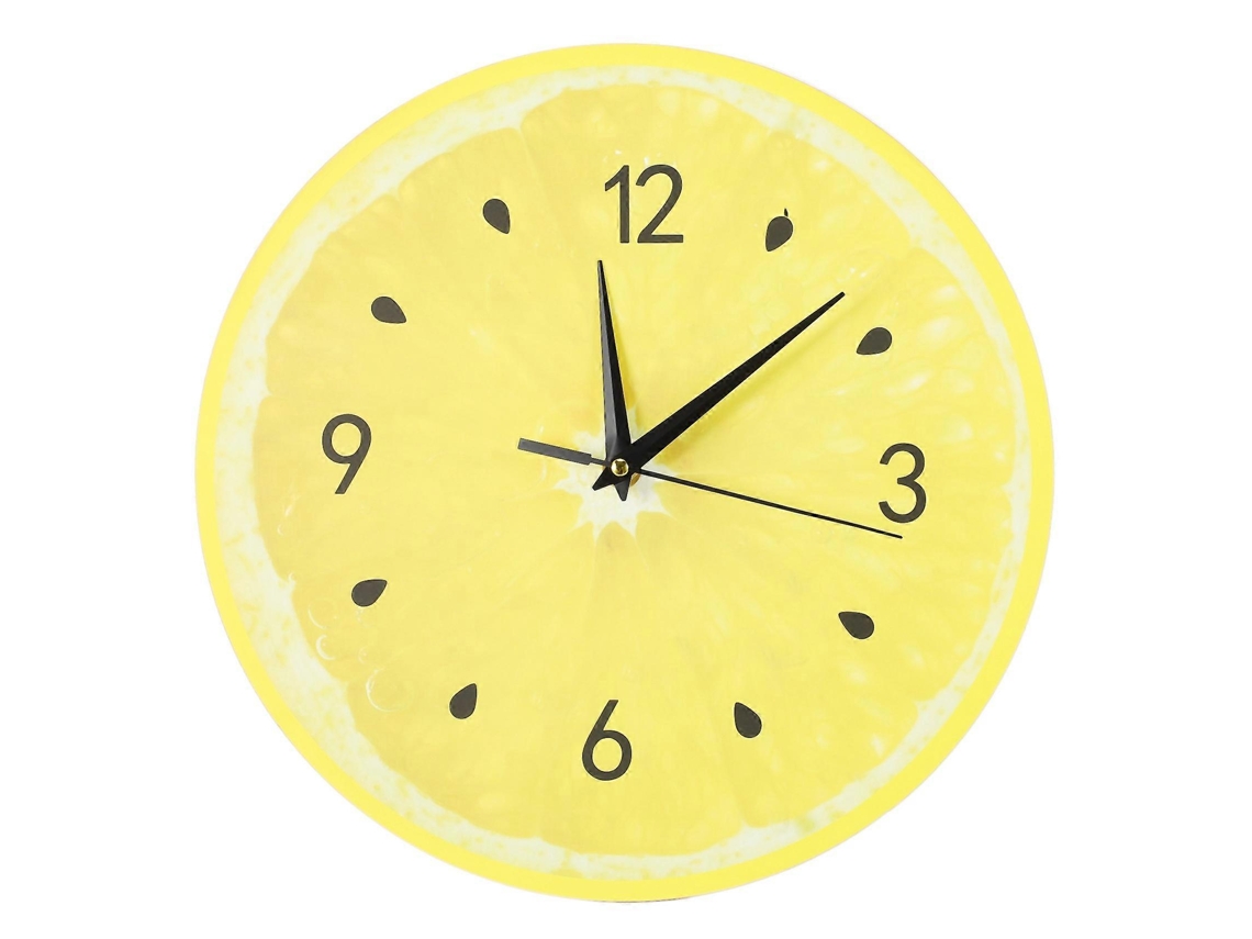 Reloj de pared con forma de limón, decoración tropical moderna para la cocina
