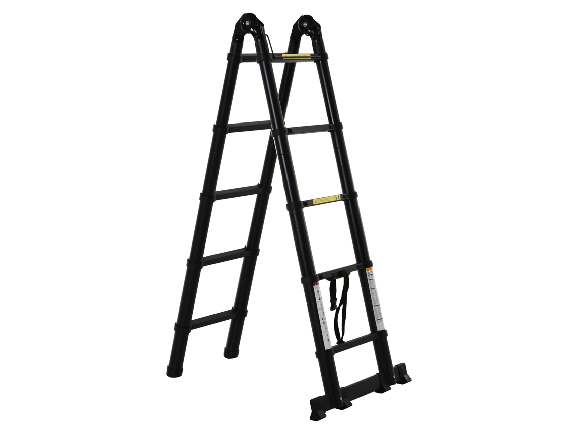 Escalera telescópica de 10 peldaños, diseño plegable multifuncional, 320 x 67 x 7 cm.