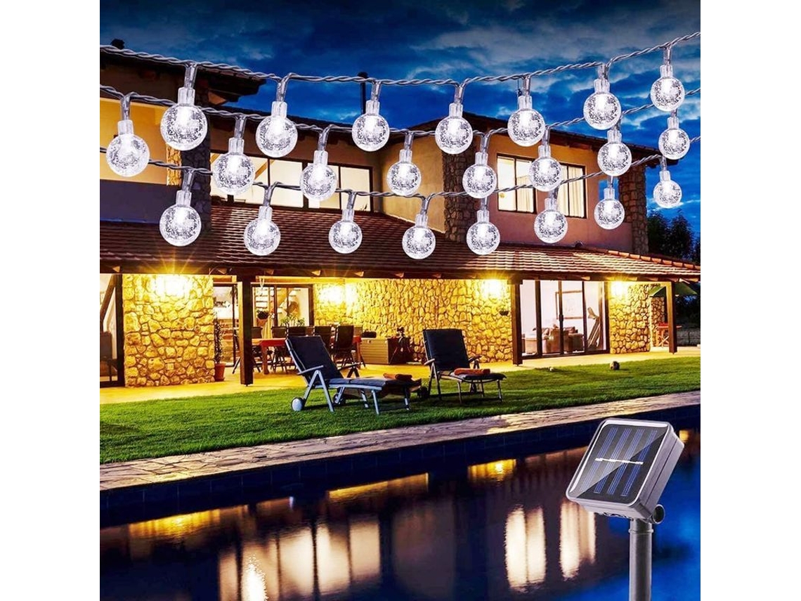 2026-linjou Guirnalda de luces solares para exteriores, 8 modos, resistente al agua, decoración para fiestas, jardín y hogar, luz blanca fría