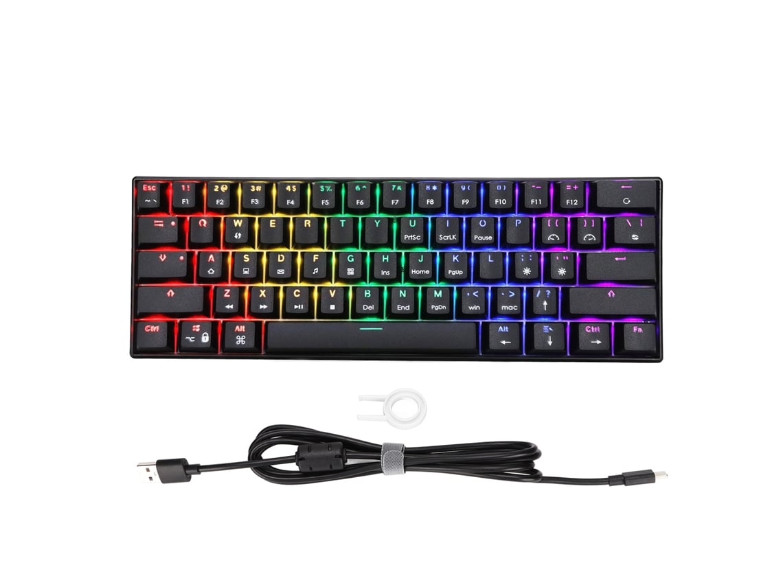 Baoj-2026teclado Mecânico Gamer Com 61 Teclas, Switch Azul, Design Ergonômico, Resposta Rápida, Usb C Com Fio