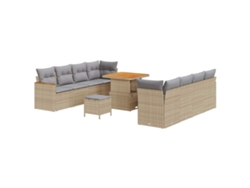 Maison Exclusive - Conjunto De Sofá De Jardim 11 Pcs Bege Vime Pe