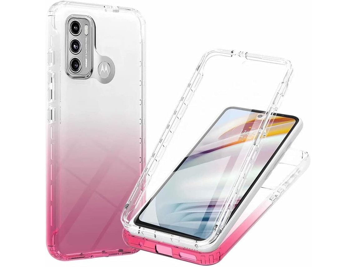 Protector de Pantalla Flexível Gradiente Antichoque para Motorola Moto G60 HONGWE. Piel Sintética Rojo