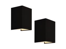 Set de 2 lámparas de pared Schwerin moderna 1x E27 60 W textil de lino 20 x 16 x 13 cm - Negro LUX.PRO