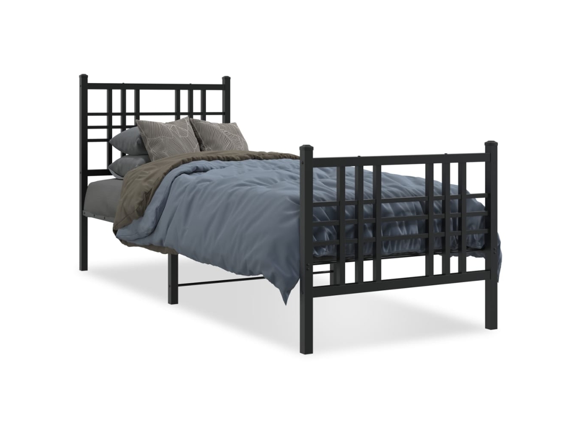 Maison Exclusive - Estructura Cama Sin Colchón Con Estribo Metal Negro 75x190 Cm