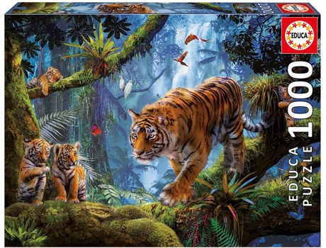 Puzzle EDUCA 1000 Tigres en el Árbol (Edad Mínima: 12 Años - 1000 Piezas)