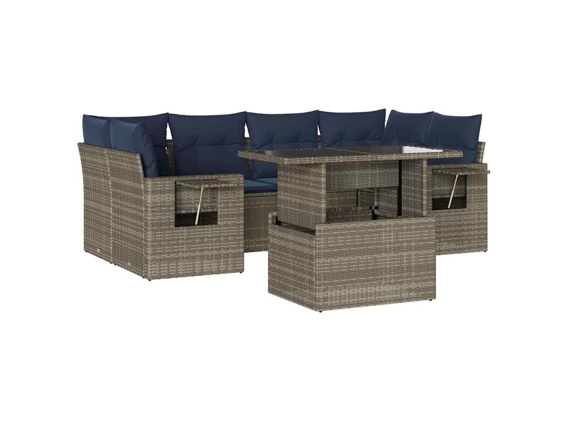 Maison Exclusive - Conjunto De Sofá De Jardín De 7 Piezas Con Cojines, Poliratán Gris