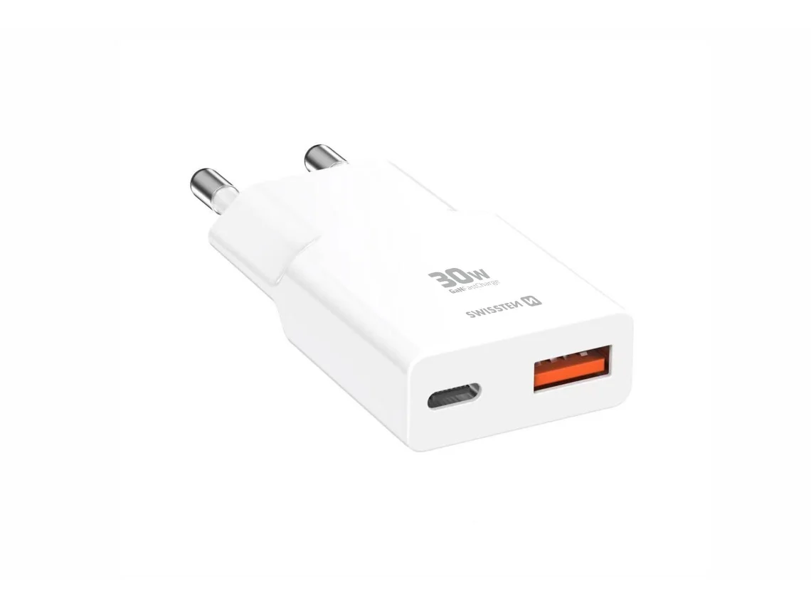 Cargador de Pared SWISSTEN Travel Charger (GaN - 30 W - Blanco)