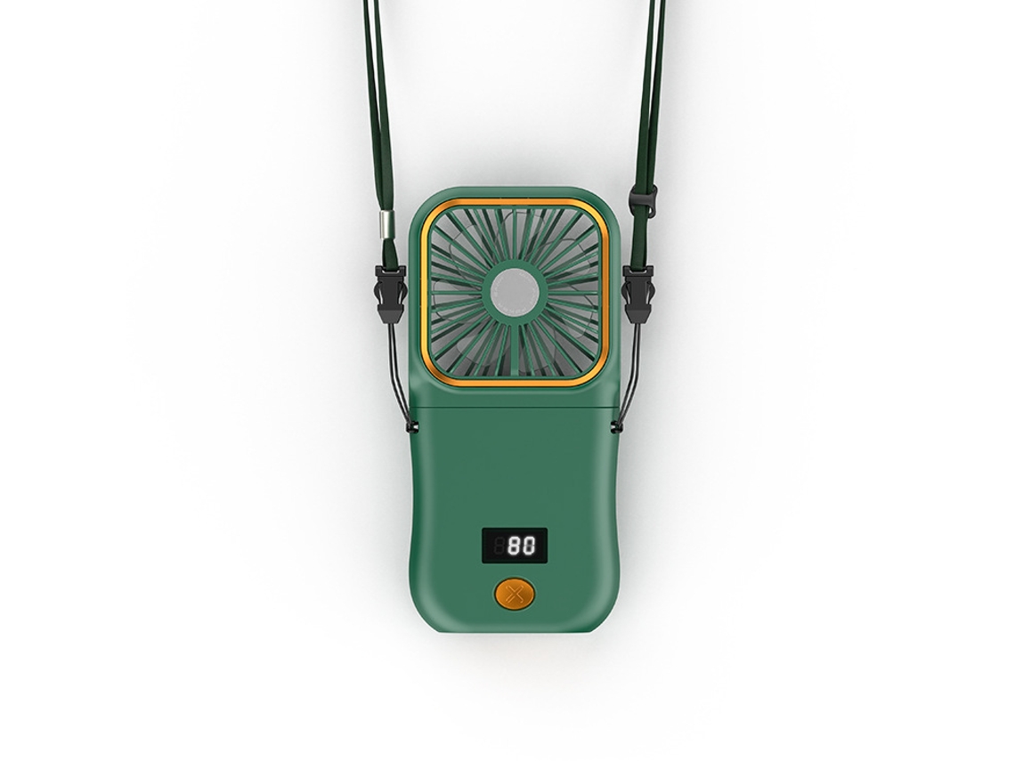 Miniventilador Eifson recargable por USB de 3000 mAh con pantalla LED y 3 velocidades (verde)