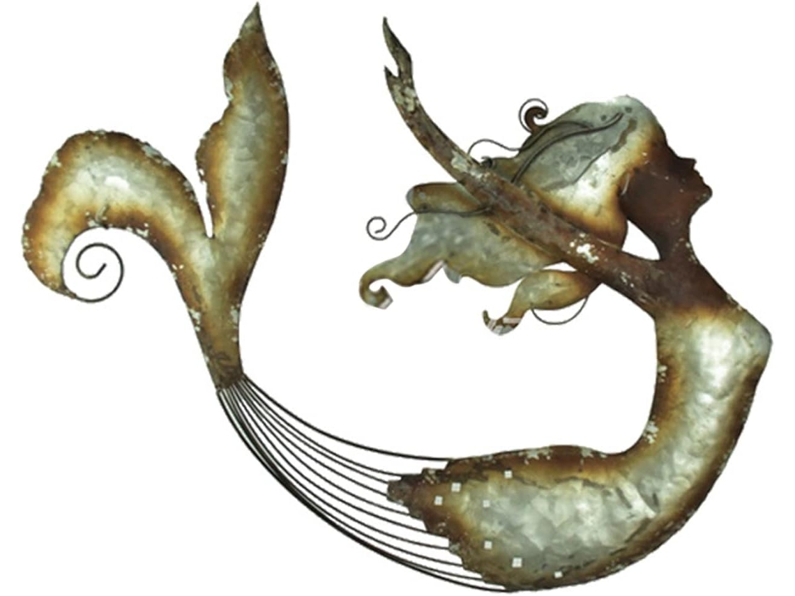 Decoración de pared de sirena, escultura de metal, estilo marino creativo, pasillo, dormitorio, sala de estar, oficina, jardín, temática artística, GOKOCO