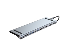 USB C Docking Station Hub 12 en 1 con PD100W+USB3.0+Dual USB2.0+USB-C+SD+TF+Interfaz de red+AUX+1080P VGA+Dual 4K/30HZ HDMI para Macbook/Dell/HP Laptop SZSMART