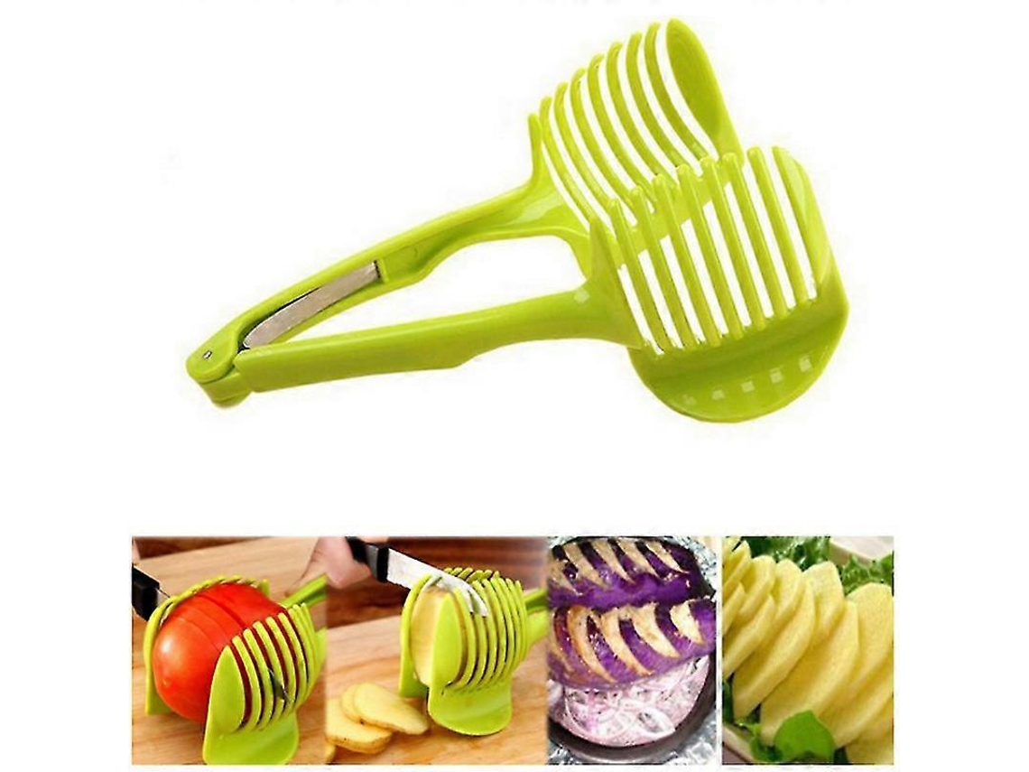 Cortador de alimentos multifuncional para frutas y verduras con soporte para pelar huevos.