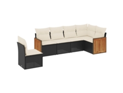Maison Exclusive - Set De Sofás De Jardín 6 Piezas Y Cojines Ratán Sintético Negro