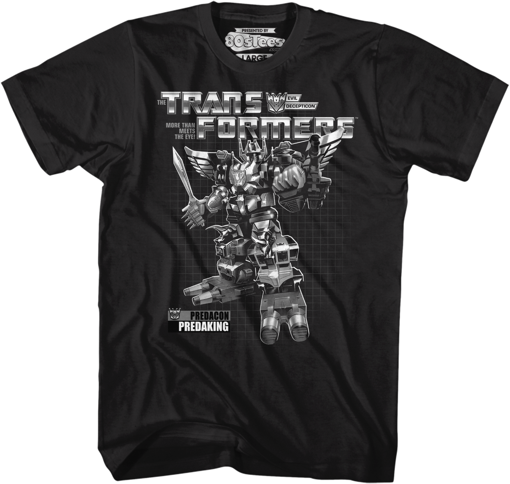 Camisetas Unisex DEEPSTONE Black and White Box Art Predaking Transformers Negro (S)