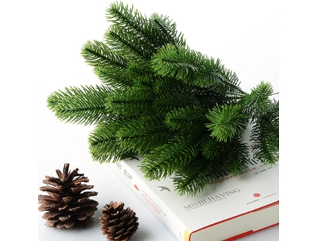 Adorno de Navidad ZMDECQNA Diy Craft Wreath Ramas Árboles Pino Artificiales Hojas La Decoración Follaje Falso Plástico Verde (36x19x6cm)