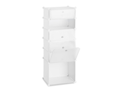 Relaxdays Zapatero Estrecho Modular Con 6 Compartimentos, Plástico, Blanco, 126 X 49 X 36.5 Cm