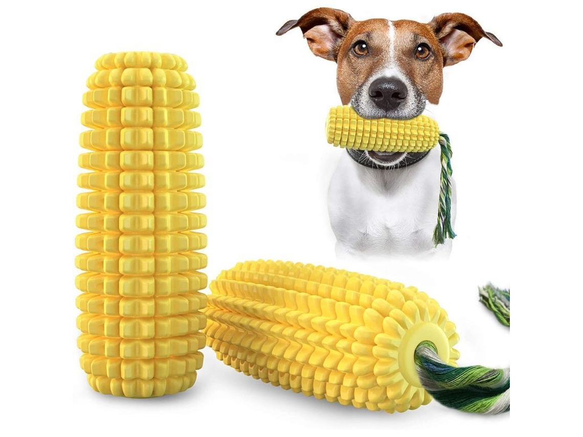 Cepillo Dental Para Perros, Juguete Masticable En Forma De Maíz Con Hilo De Algodón, Goma Duradera Para Limpiar Dientes De Cachorros, 14.5*5.5cm