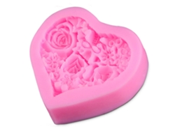 Moldes de silicona en forma de corazón, lavables, resistentes al calor, color rosa, para chocolate y postres