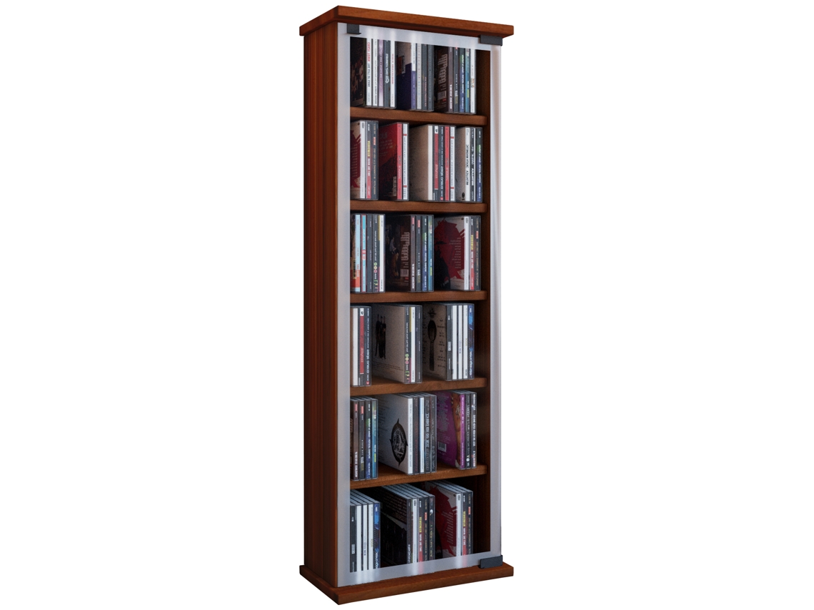 Estante de Madera para Cd DVD Classic Puerta Cristal Vcm