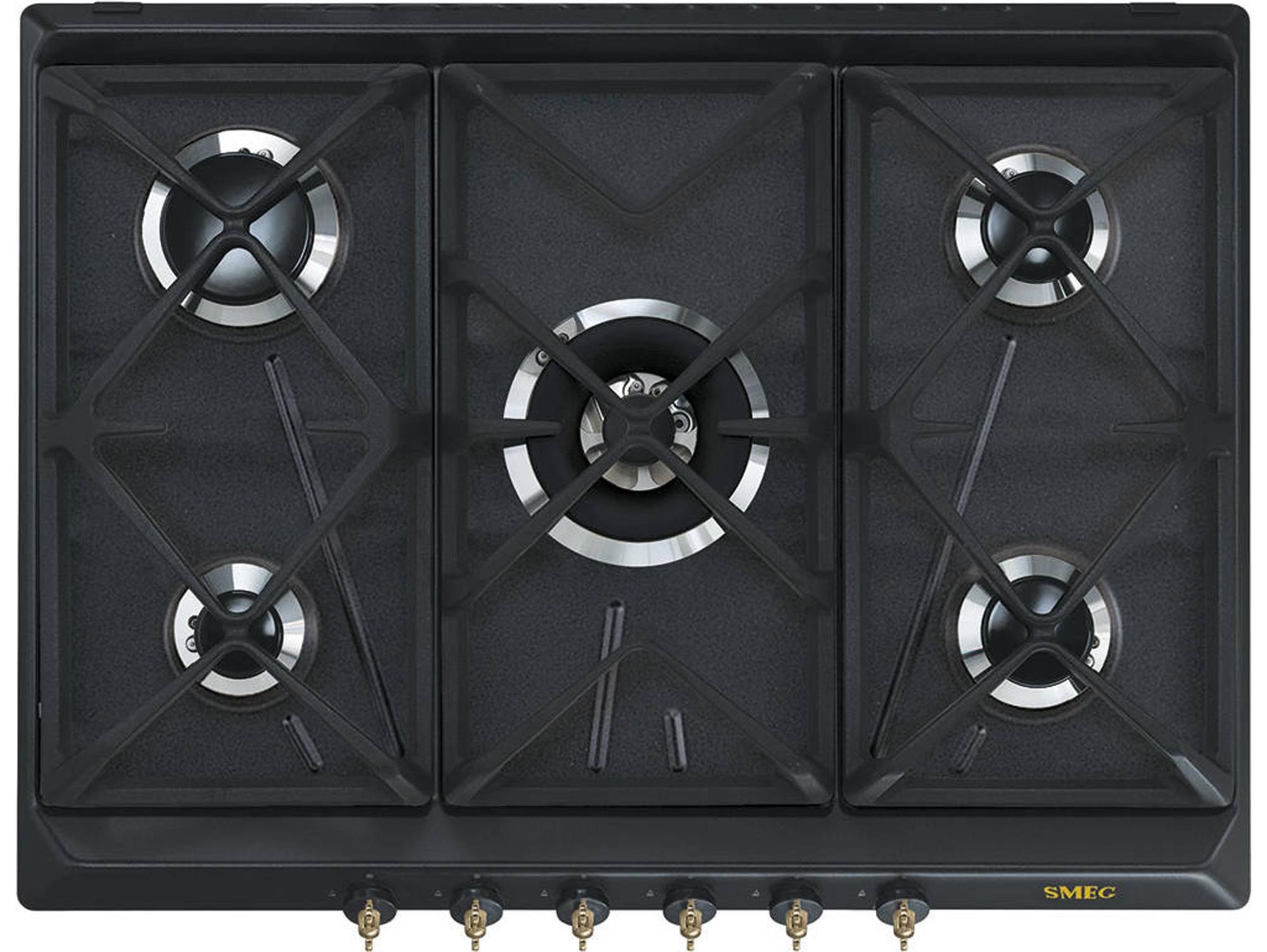 Placa de Gas SMEG SRV876AOGH (Gas Butano-propano - 68.5 cm - Negro)