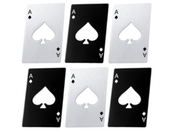 Abretapas Poker de Acero Inoxidable 6 Piezas Color Plata Y Negro para Fiestas Y Uso Diario