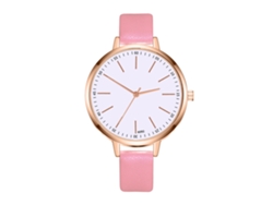 Reloj De Pulsera De Moda Para Mujer Con Correa De Piel Sintética, Esfera Redonda Y Movimiento De Cuarzo Rosa.
