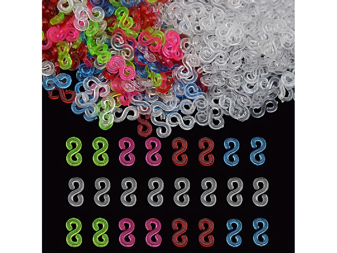 300pcs Colorido Transparente Diy Acrílico S Clip Faixa de Borracha Bracelete Manual Colar Conector Ferramentas de Artesanato de Tecelagem Diy MDUG