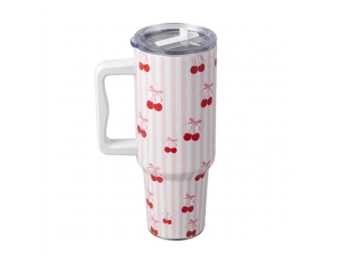 Taza térmica Cherry Bk 668-22 Blanca + Roja