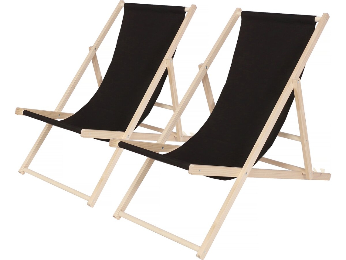 Juego de 2 tumbonas de madera Chilienne 107 x 56,5 x 81 cm Negro Habitat Et Jardin