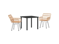 HARLANV1 Juego de muebles de jardín de 5 piezas para comedor, mimbre y polipropileno negro.