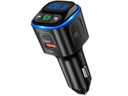 Transmissor Fm Bluetooth 5.3 Pd36w E Qc18w, Hifi Bass, Display Led, Disco U/cartão Tf Yizhood (preto)