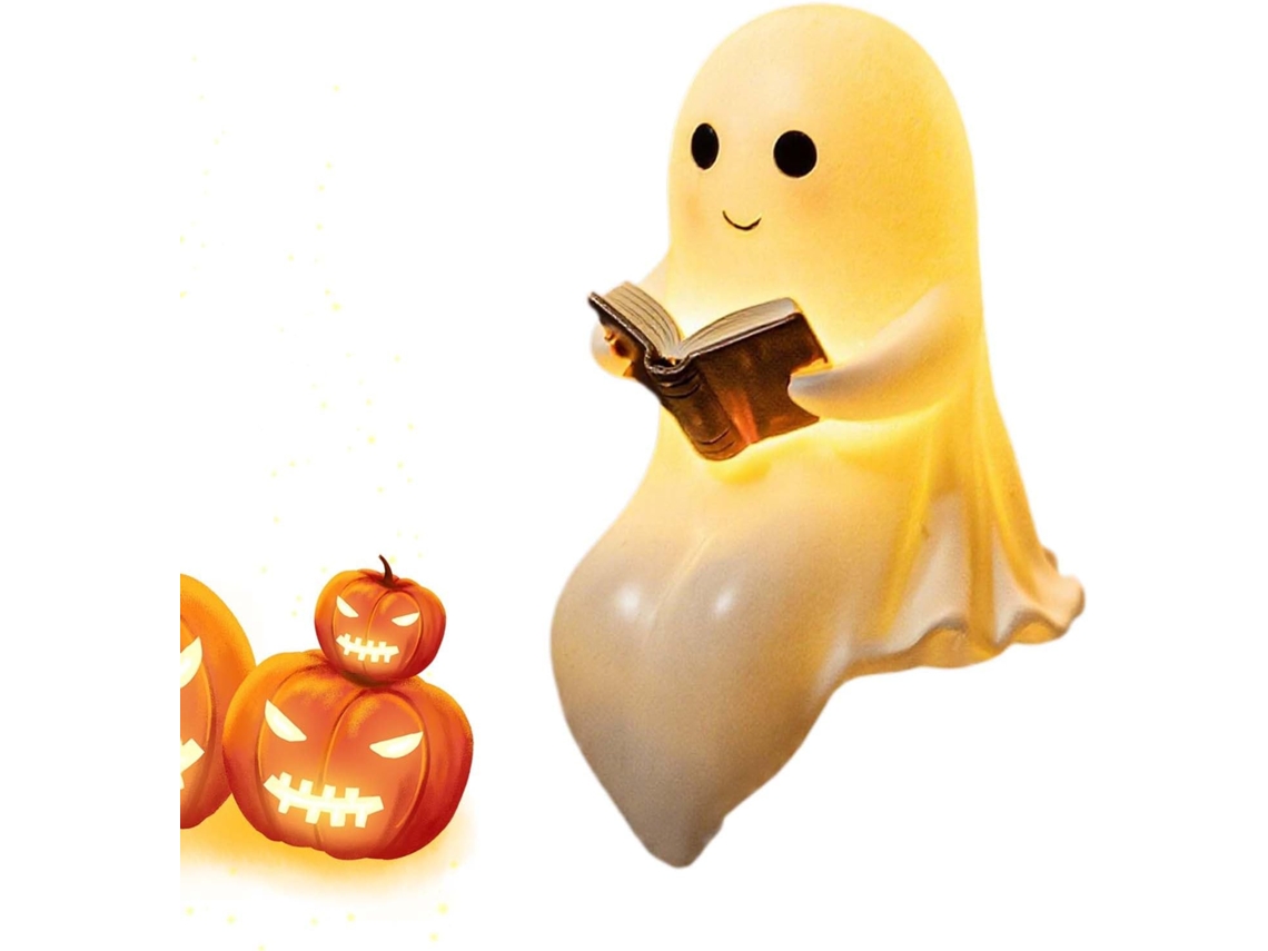 Linterna De Lectura Con Forma Fantasma Bonita Luz Nocturna Figura Resina Para Halloween Mesita Noche Encimera Estanter A