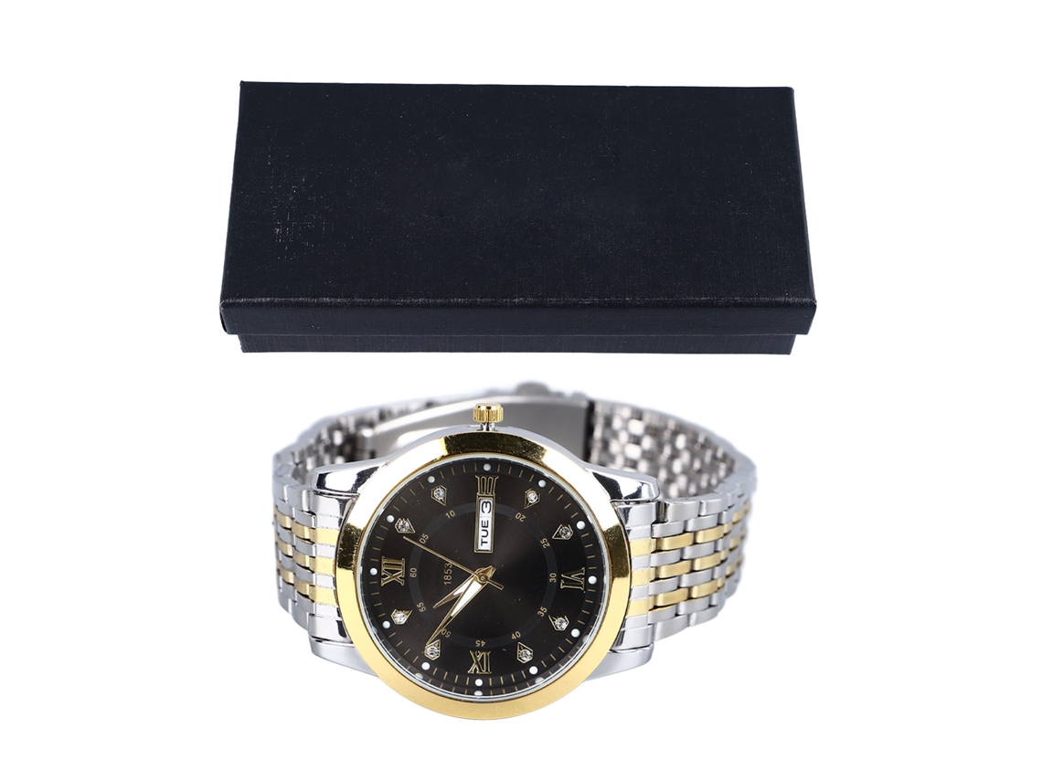 Reloj De Negocios De Cuarzo Para Hombre Con Doble Calendario Luminoso, Acero Inoxidable, Resistente Al Agua, Ligero.