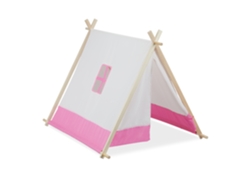 Relaxdays Tenda Tipi Para Crianças, Plana, Tenda Para Quarto, Axlxp: 92 X 120 X 86 Cm, Interior, Wigwam, Branco-rosa