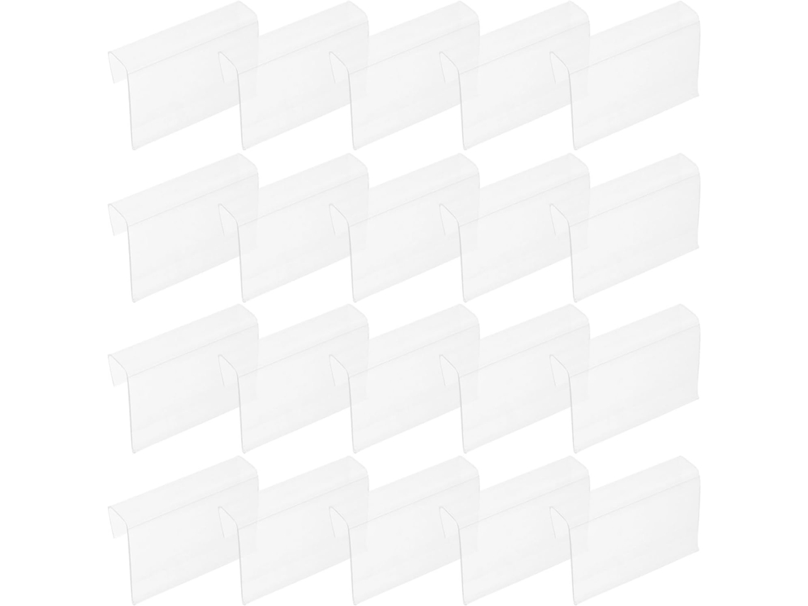 Paquete De 50 Portatarjetas De Pvc Transparente De 80 X 55 Mm Para Estantes De 18-20 Mm Con Clips Giratorios.