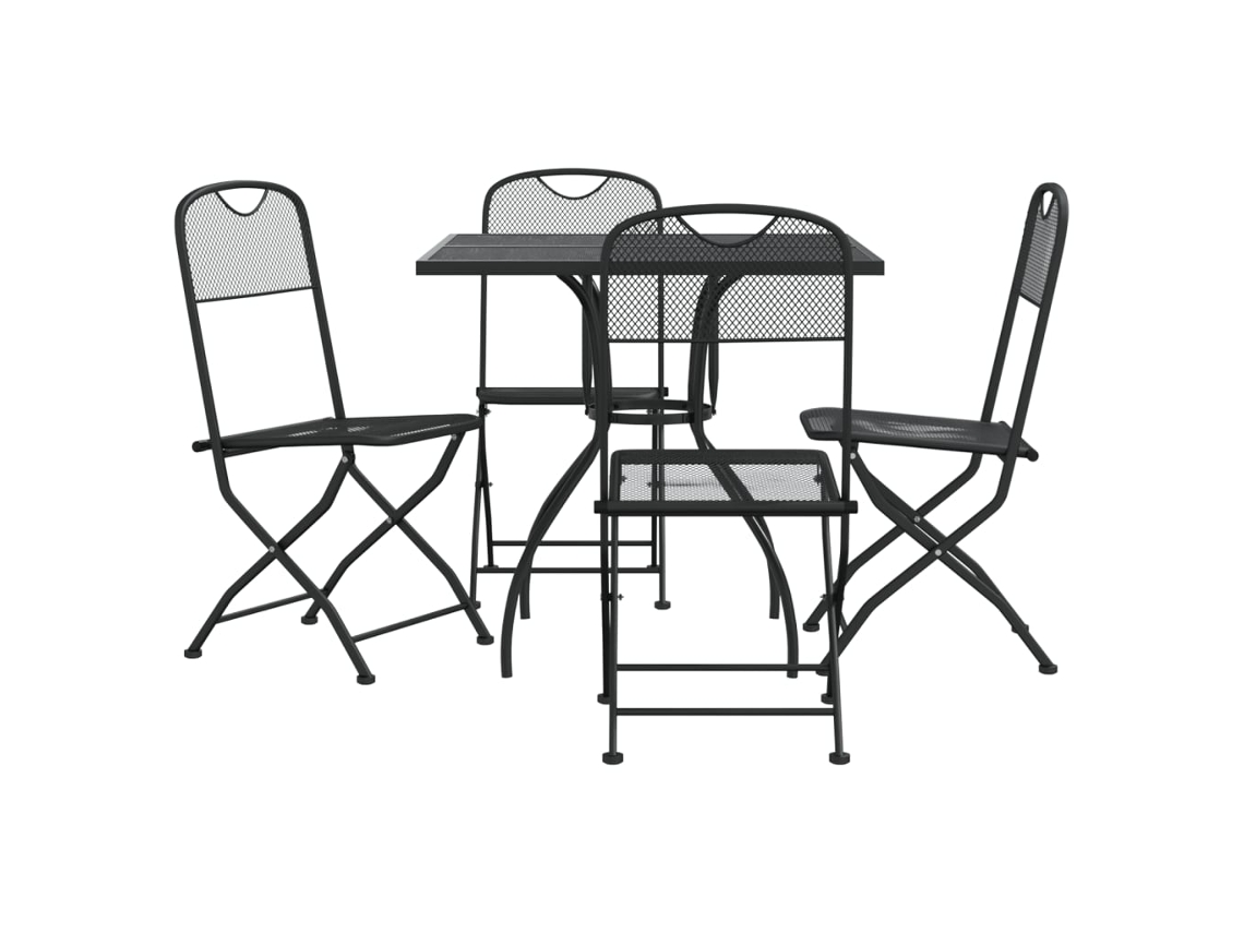Conjunto 5 Juego de comedor de jardín VIDAXL malla metálica gris antracita