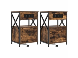 Maison Exclusive - Armario De Noche Con Cajón 2 Pcs Roble Ahumado 40 X 31 X 60 Cm