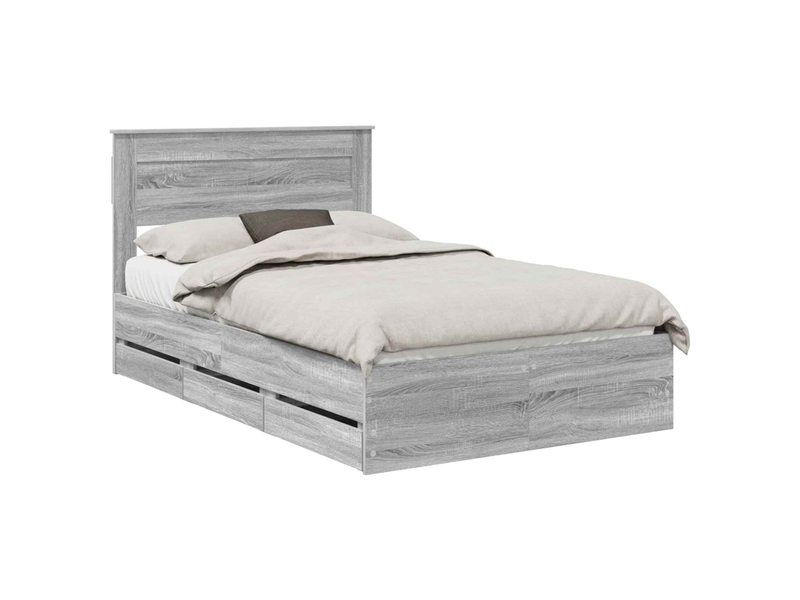 Maison Exclusive - Estructura De Cama Gris Sonoma 120 X 190 Cm Madera Ingenieril