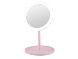 Espelho De Maquilhagem Portátil Com Luz Led Recarregável Via Usb E Ângulo Ajustável