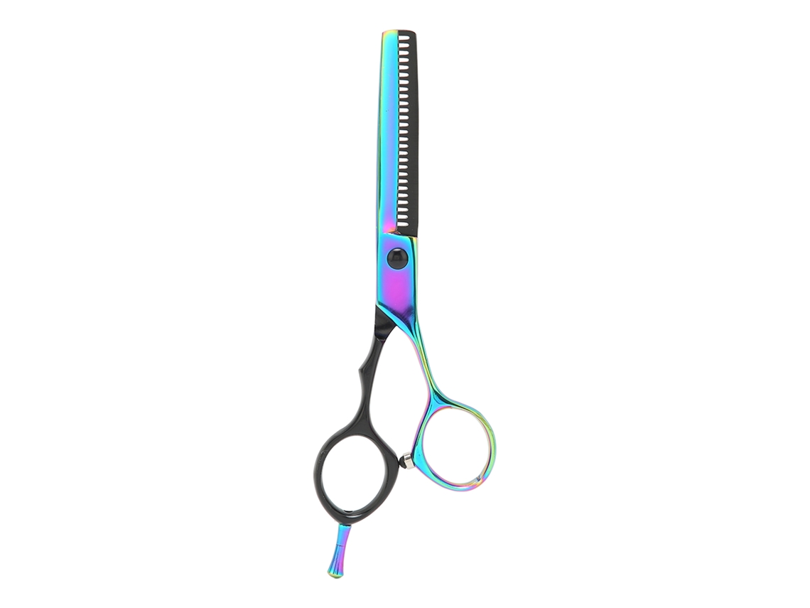 Tesoura profissional de aço inoxidável para cortar barba e cabelo (2026) com design ergonômico e lâmina afiada.
