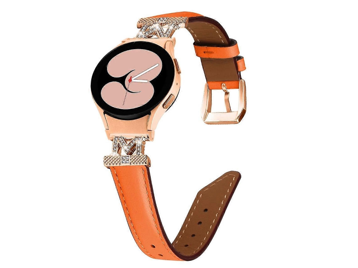 Correa de piel de sarga en forma de D con la letra M para Samsung Galaxy Watch 6/6 Classic.
