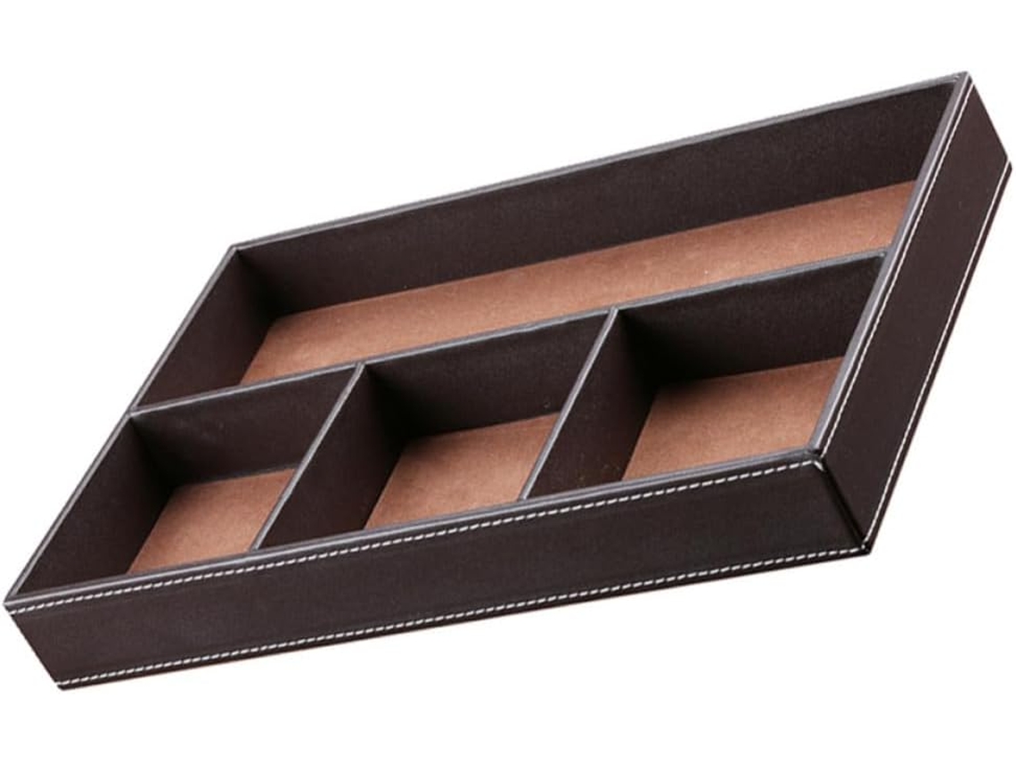 Guardar Joyas Gafas Ideal Oficina Vitrina Sintética 4 Compartimentos Organizador Práctico Caja Piel