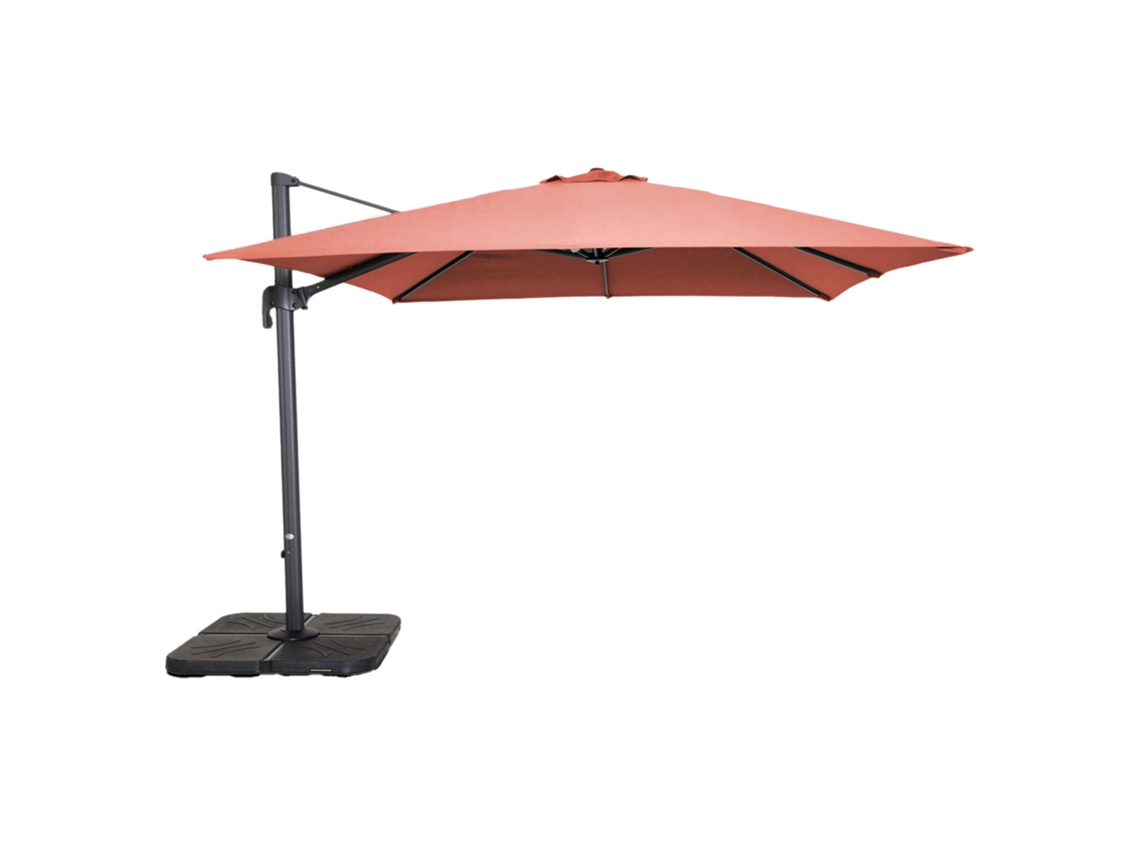 Parasol Excéntrico Rot. 3x3m + 4 Bases Para Llenar Alu Terracota