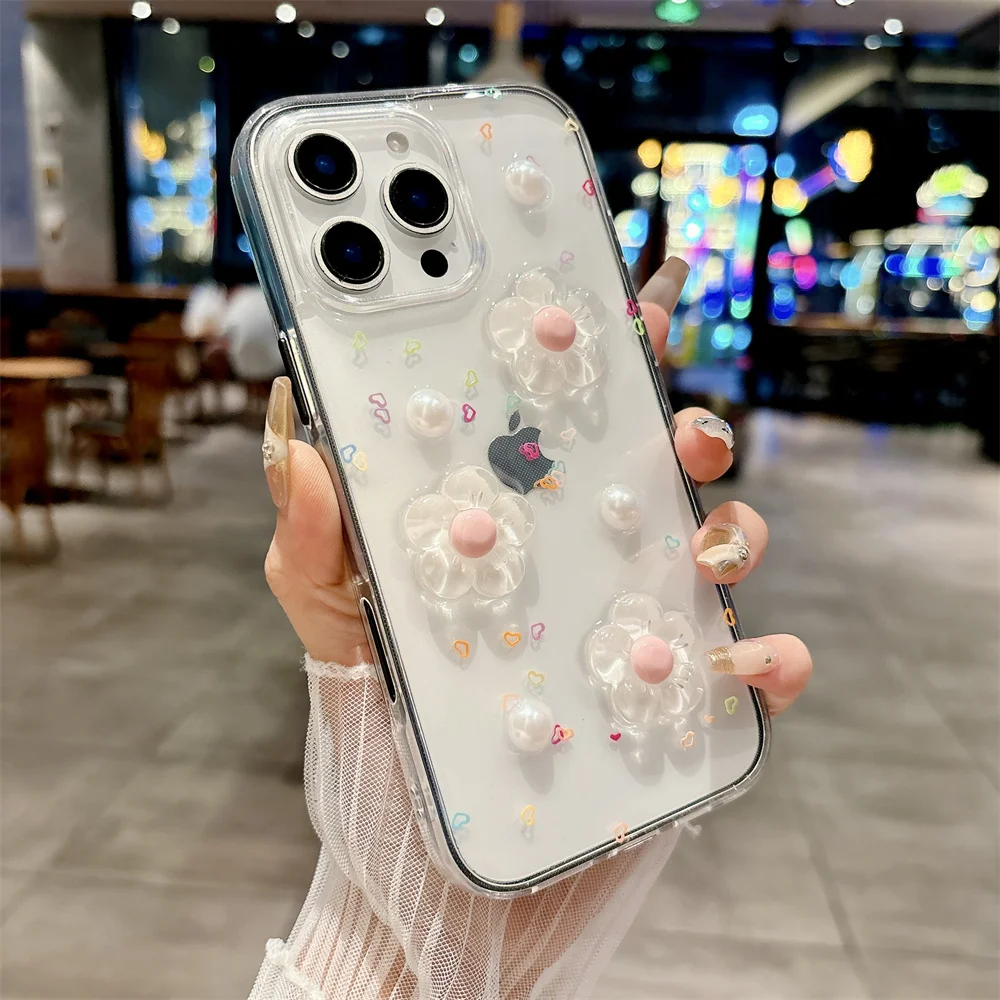 (iphone 14, Negro) Funda Para Teléfono Con Diseño De Flores En 3d, Apta Para Iphone, Funda Protectora A Prueba De Golpes.