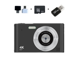 Cámara digital CCD para estudiantes H15 negra + tarjeta de memoria de 32 GB + adaptador para teléfono Android + lector de tarjetas USB