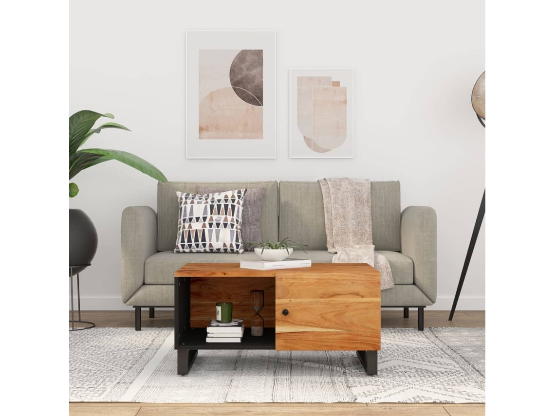 Mesa de Centro de Apoyo 80X50X40 Madera de Acacia Maciza/Deriv. Madera